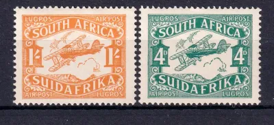 South Africa 1929 Airmail - Airplanes. MLH(*) South Africa 1929 Airmail - Airplanes. MLH(*)