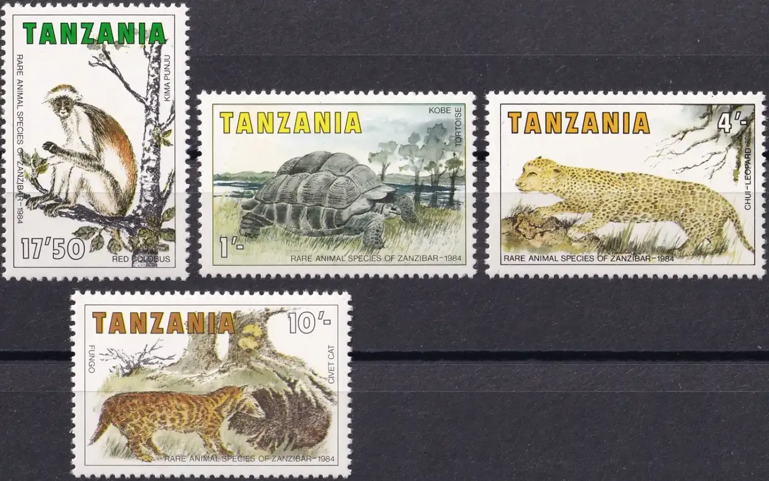 Tanzania 1985 Rare Animals of Zanzibar (4v). MNH(**) Tanzania 1985 Rare Animals of Zanzibar (4v). MNH(**)