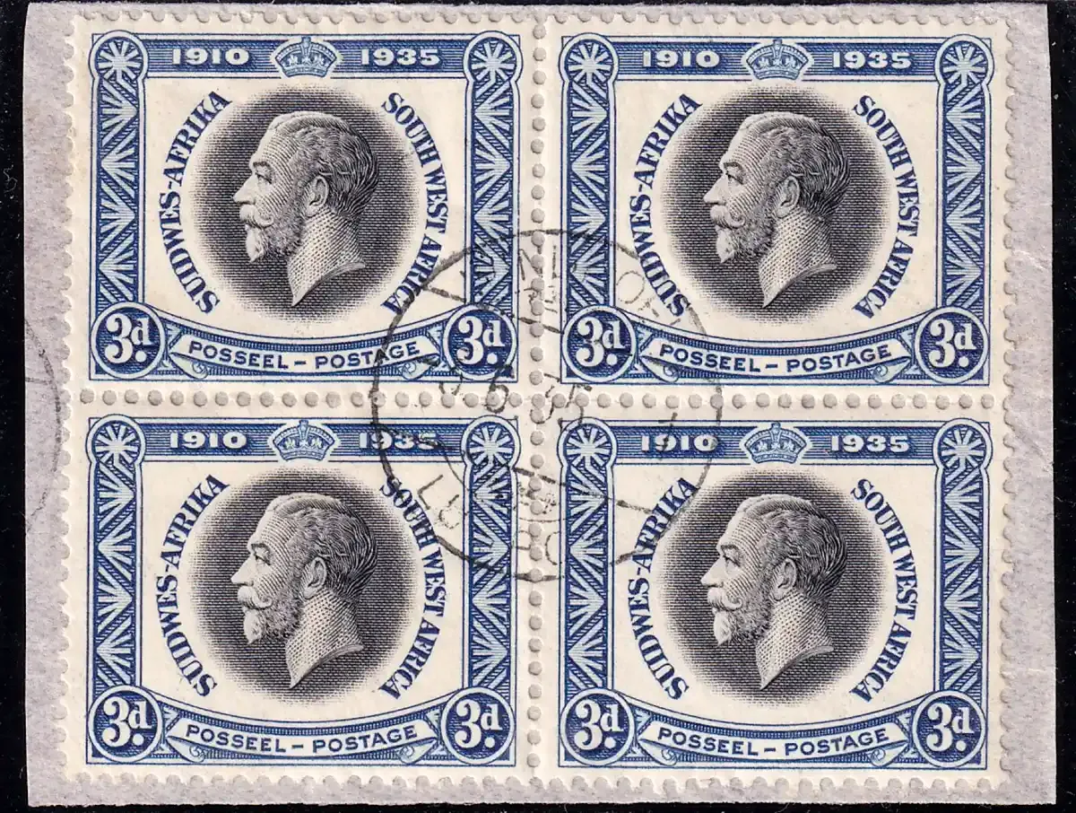 South West Africa 1935 The 25th Anniv of the Reign of King George V. 3d on piece - FVU South West Africa 1935 The 25th Anniv of the Reign of King George V. 3d on piece - FVU