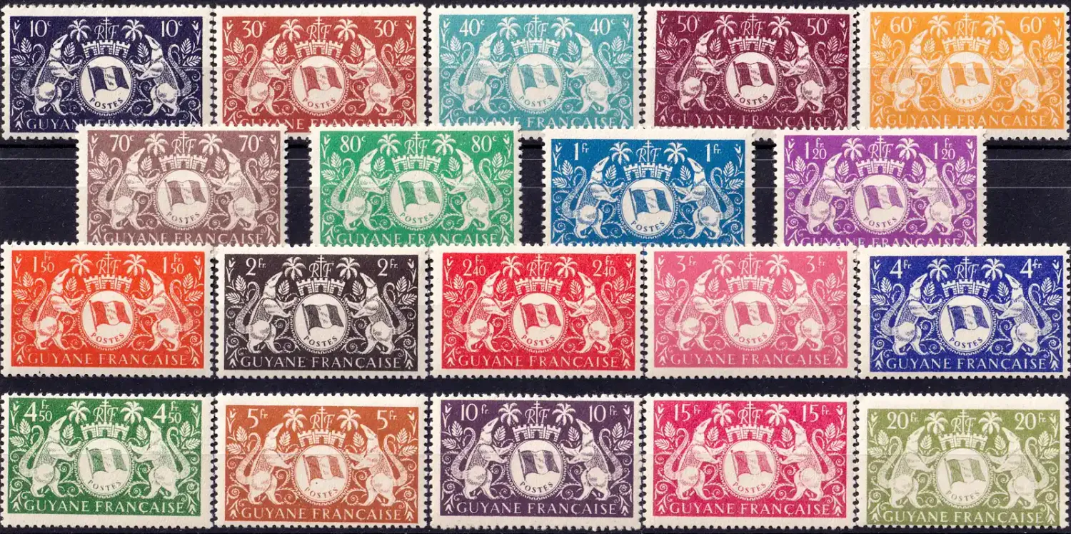 France (French Guyane) 1945 Coat of Arms (19v)-MNH(**) France (French Guyane) 1945 Coat of Arms (19v)-MNH(**)