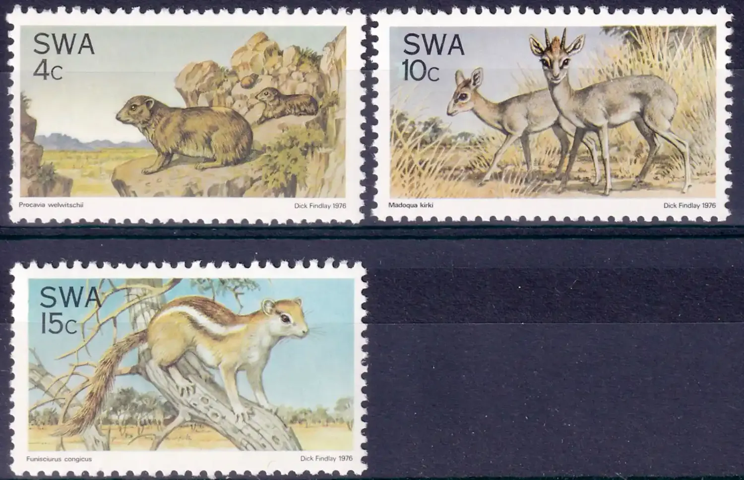 South West Africa 1976 Nature Protection, Mammals (3v). MNH(**)