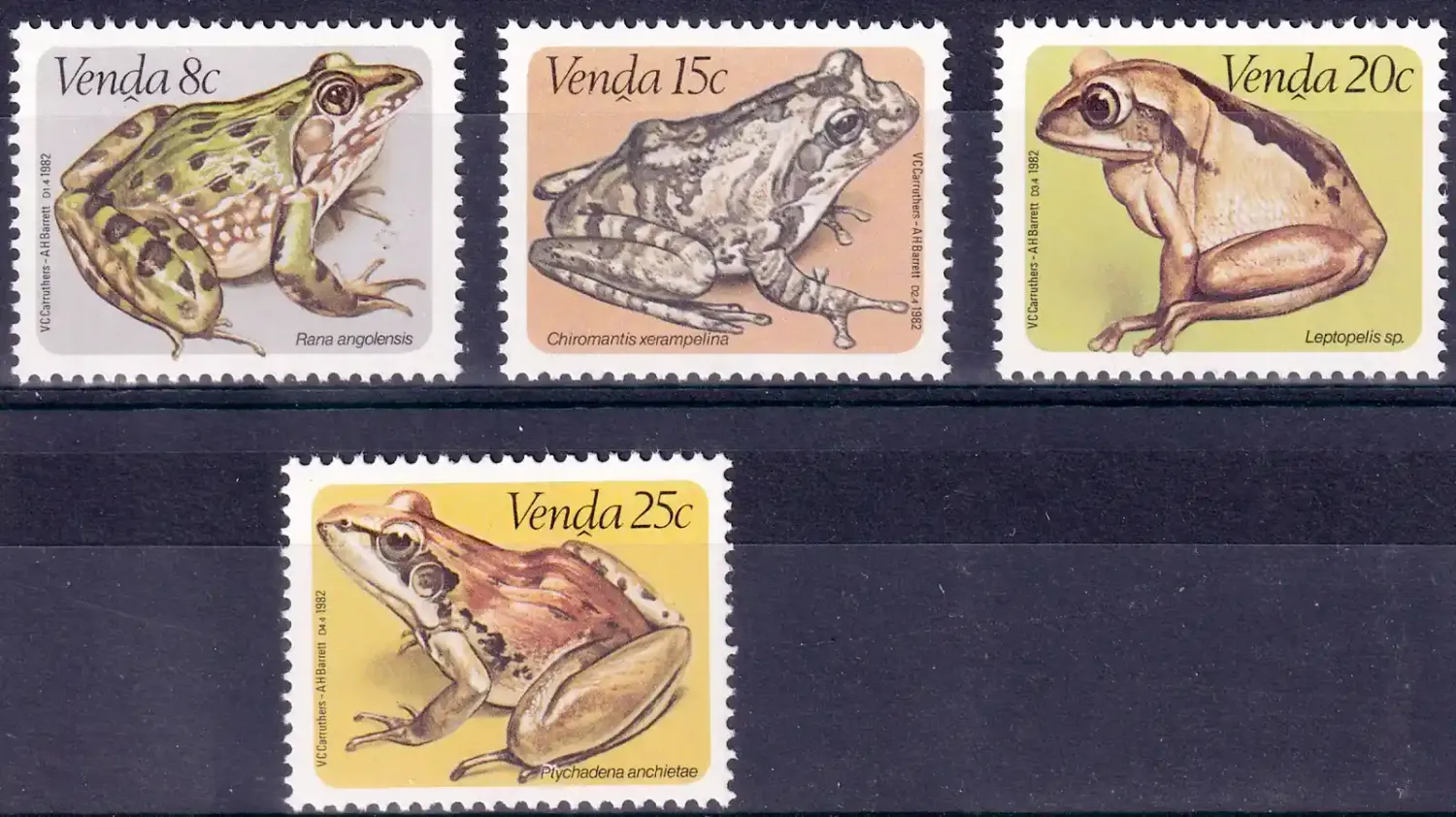 Venda 1982 Frogs (4v), MNH(**) Venda 1982 Frogs (4v), MNH(**)