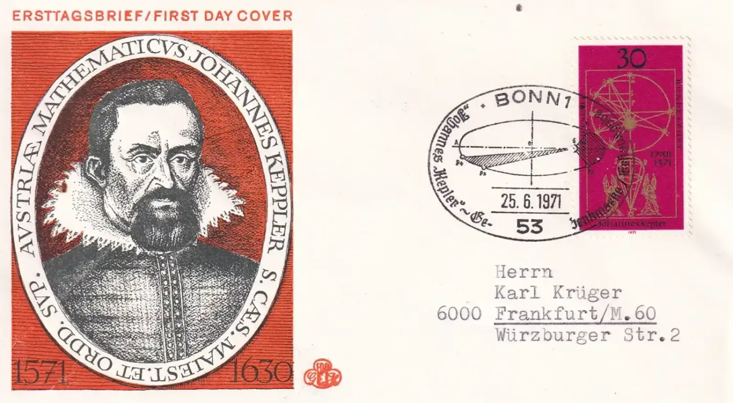 Germany 1971 The 400th Anniv of the Birth of Johannes Kepler. FDC