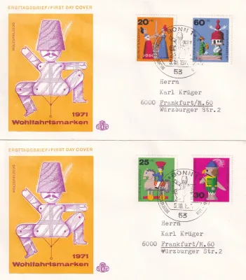 Germany 1971 Charity Stamps - Toys. FDC Germany 1971 Charity Stamps - Toys. FDC
