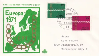 Germany 1971 EUROPA Stamps. FDC