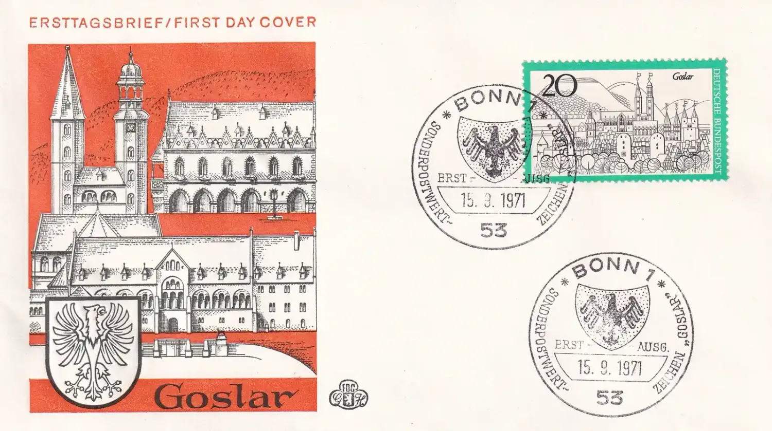 Germany 1971 The Town of Goslar. FDC Germany 1971 The Town of Goslar. FDC