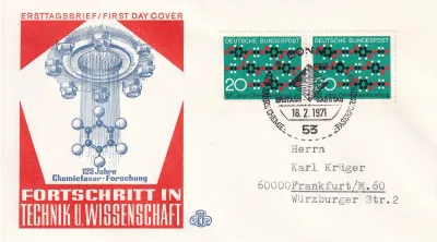 Germany 1971 The 125th Anniv of the Invention of Synthetic Textile Fiber. FDC Germany 1971 The 125th Anniv of the Invention of Synthetic Textile Fiber. FDC