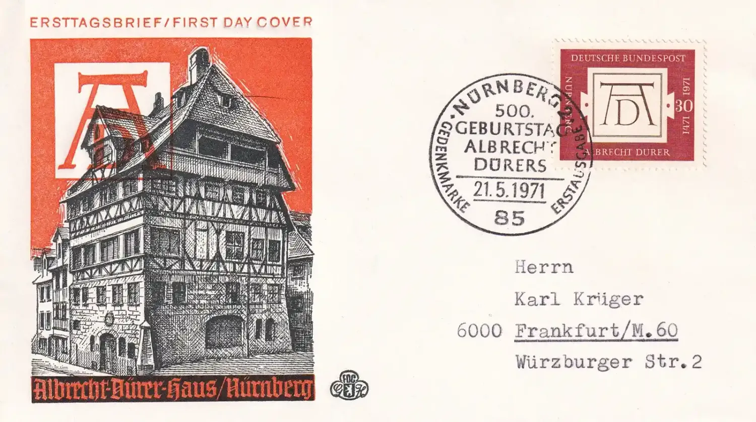 Germany 1971 The 500th Anniv of the Birth of Albrecht Dürer. FDC