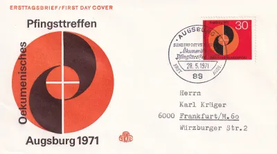 Germany 1971 Church Meeting in Augsburg. FDC