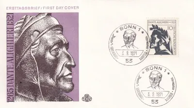 Germany 1971 The 650th Anniv of the Death of Dante Alighieri. FDC