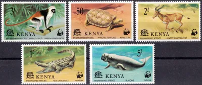 Kenya 1977 WWF - Wildlife, Mammals. Endangered Species (5v). MNH(**) Kenya 1977 WWF - Wildlife, Mammals. Endangered Species (5v). MNH(**)