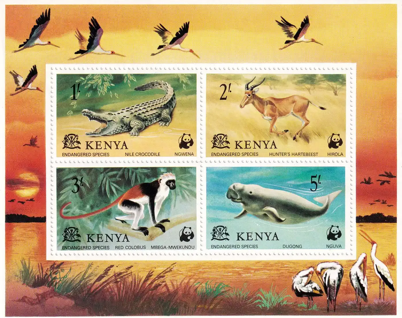 Kenya 1977 WWF - Wildlife, Mammals. Endangered Species (ss/4v). MNH(**)