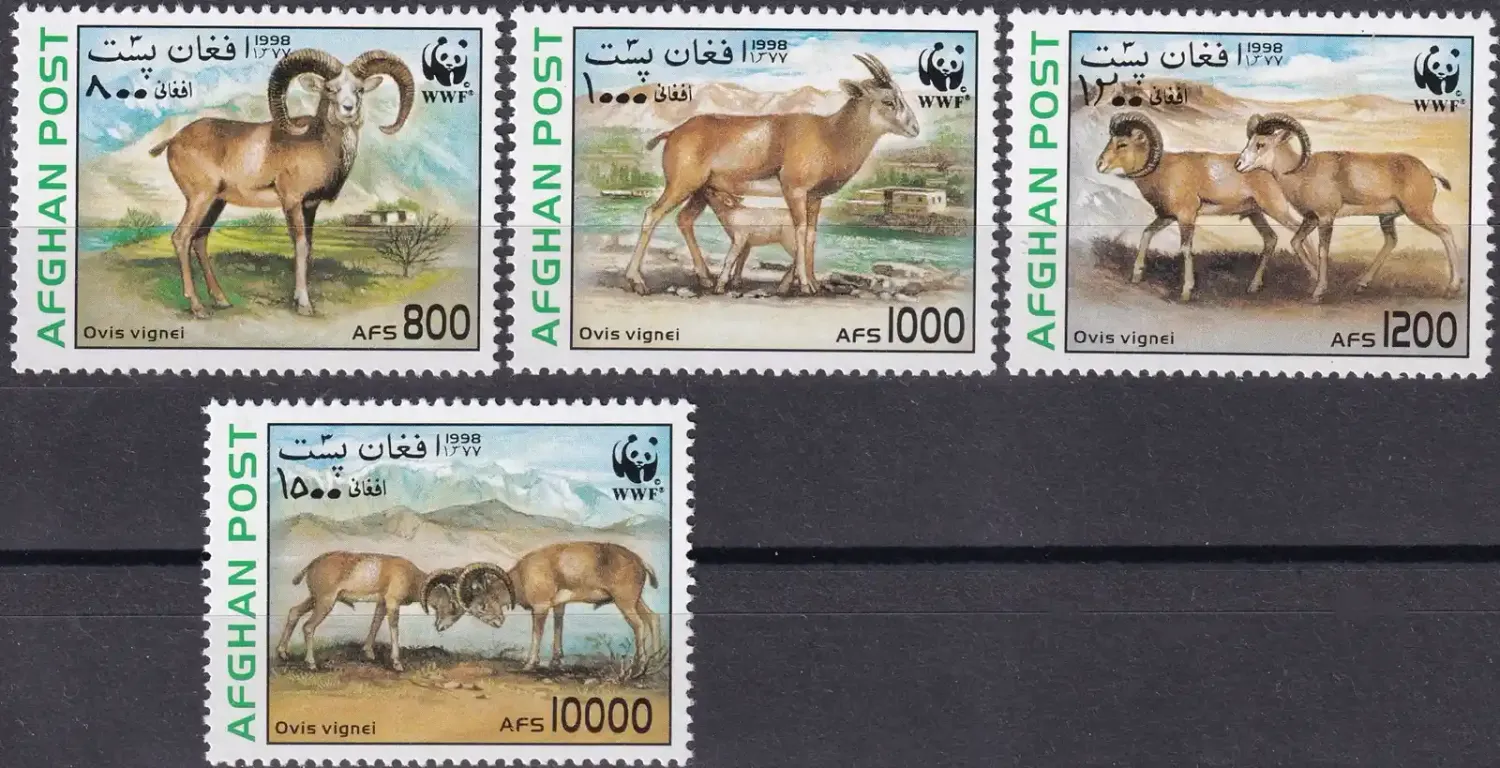 Afghanistan 1998 WWF: Mammals, The Urial / Wild Sheep. (4v) MNH Afghanistan 1998 WWF: Mammals, The Urial / Wild Sheep. (4v) MNH