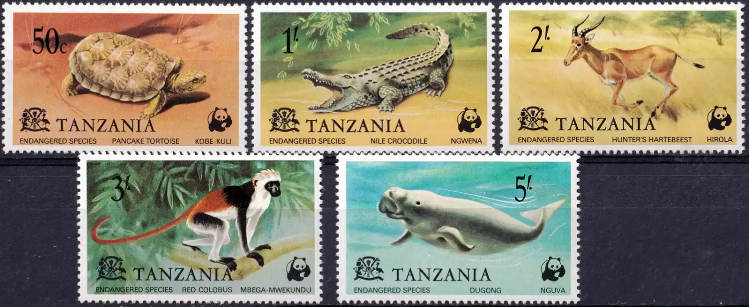 Tanzania 1977 WWF - Wildlife, Mammals. Endangered Species (5v). MNH(**) Tanzania 1977 WWF - Wildlife, Mammals. Endangered Species (5v). MNH(**)