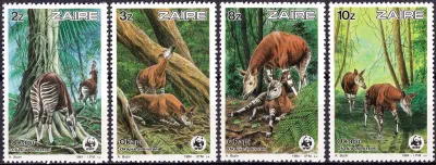 Zaire 1984 WWF - Okapi, Mammals. (SS/4v). MNH(**) Zaire 1984 WWF - Okapi, Mammals. (SS/4v). MNH(**)