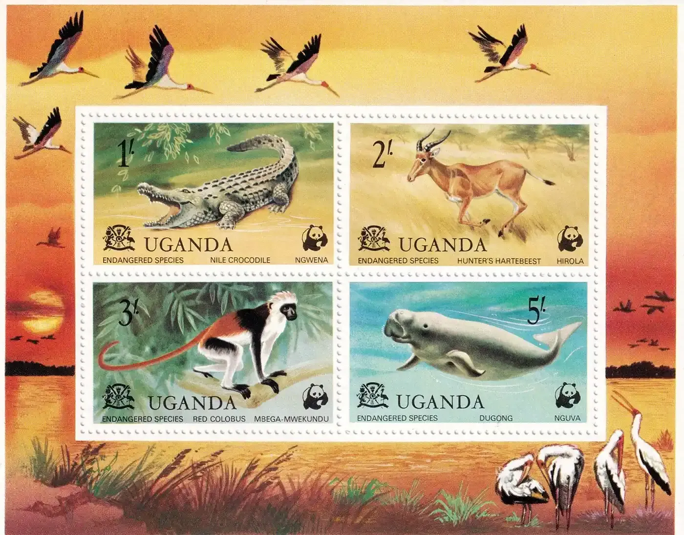 Uganda 1977 WWF - Wildlife, Mammals. Endangered Species (ss/4v). MNH(**) Uganda 1977 WWF - Wildlife, Mammals. Endangered Species (ss/4v). MNH(**)