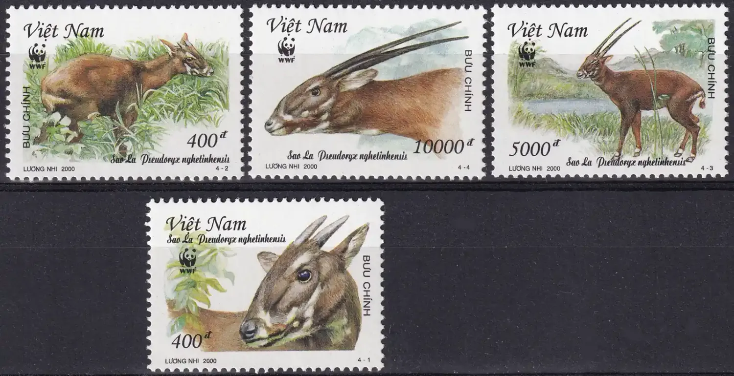 Vietnam 2000 Endangered Species (WWF) Mammals - Saola (4v) MNH(**) Vietnam 2000 Endangered Species (WWF) Mammals - Saola (4v) MNH(**)