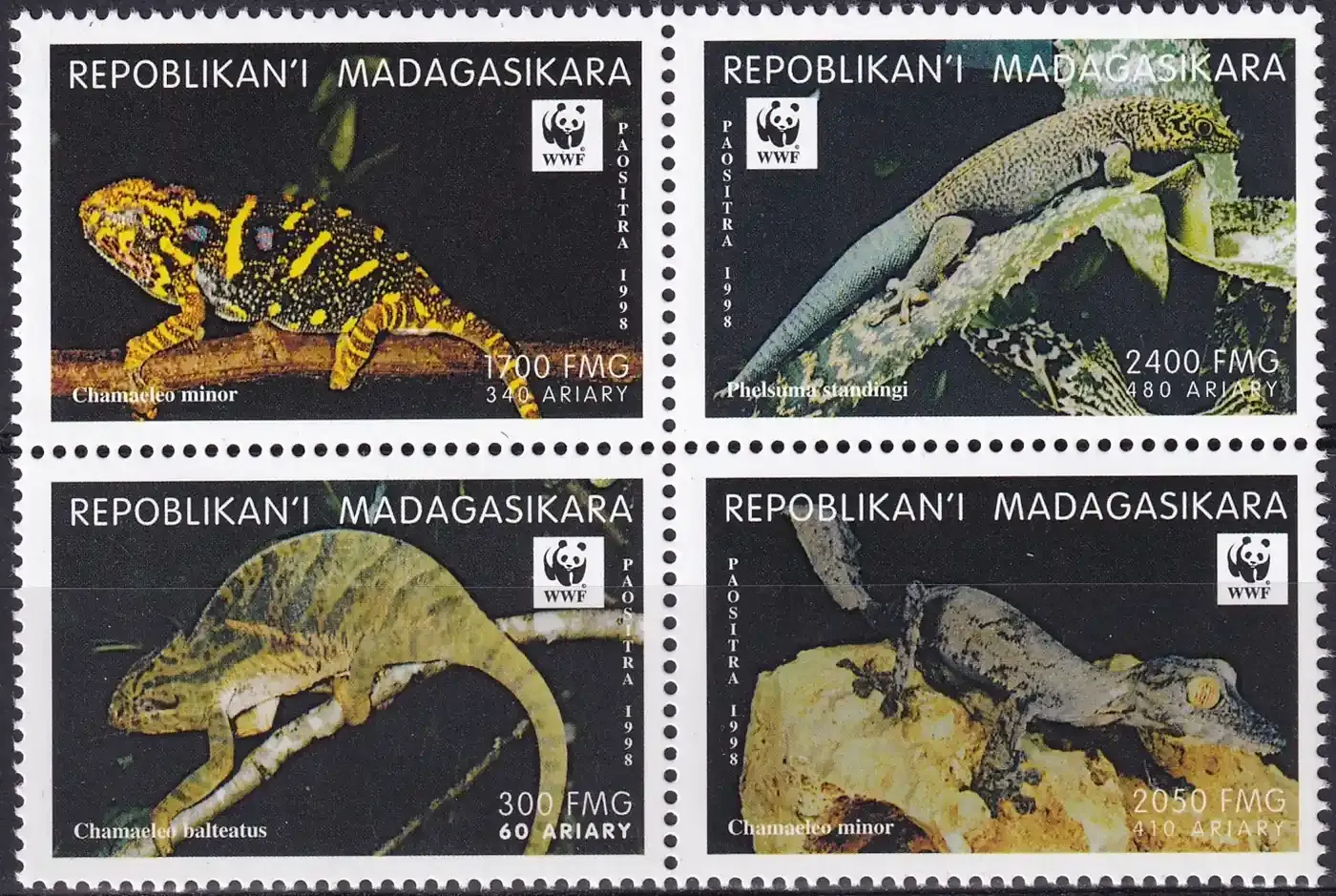 Madagascar 1999 WWF- Lizards (4v)-MNH(**) Madagascar 1999 WWF- Lizards (4v)-MNH(**)