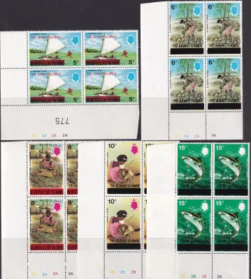 Gilbert Islands 1976 Issues of 1971 of Gilbert and Ellice Islands overprinted "THE GILBERT ISLANDS" (C/Blocks). MNH(**)