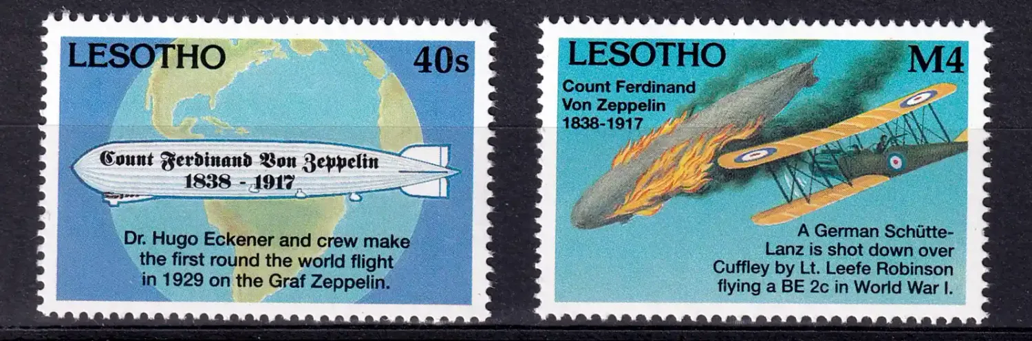Lesotho 1993 The 75th Anniv of the Death of Ferdinand Graf von Zeppelin, 1838-1917-MNH(**) Lesotho 1993 The 75th Anniv of the Death of Ferdinand Graf von Zeppelin, 1838-1917-MNH(**)