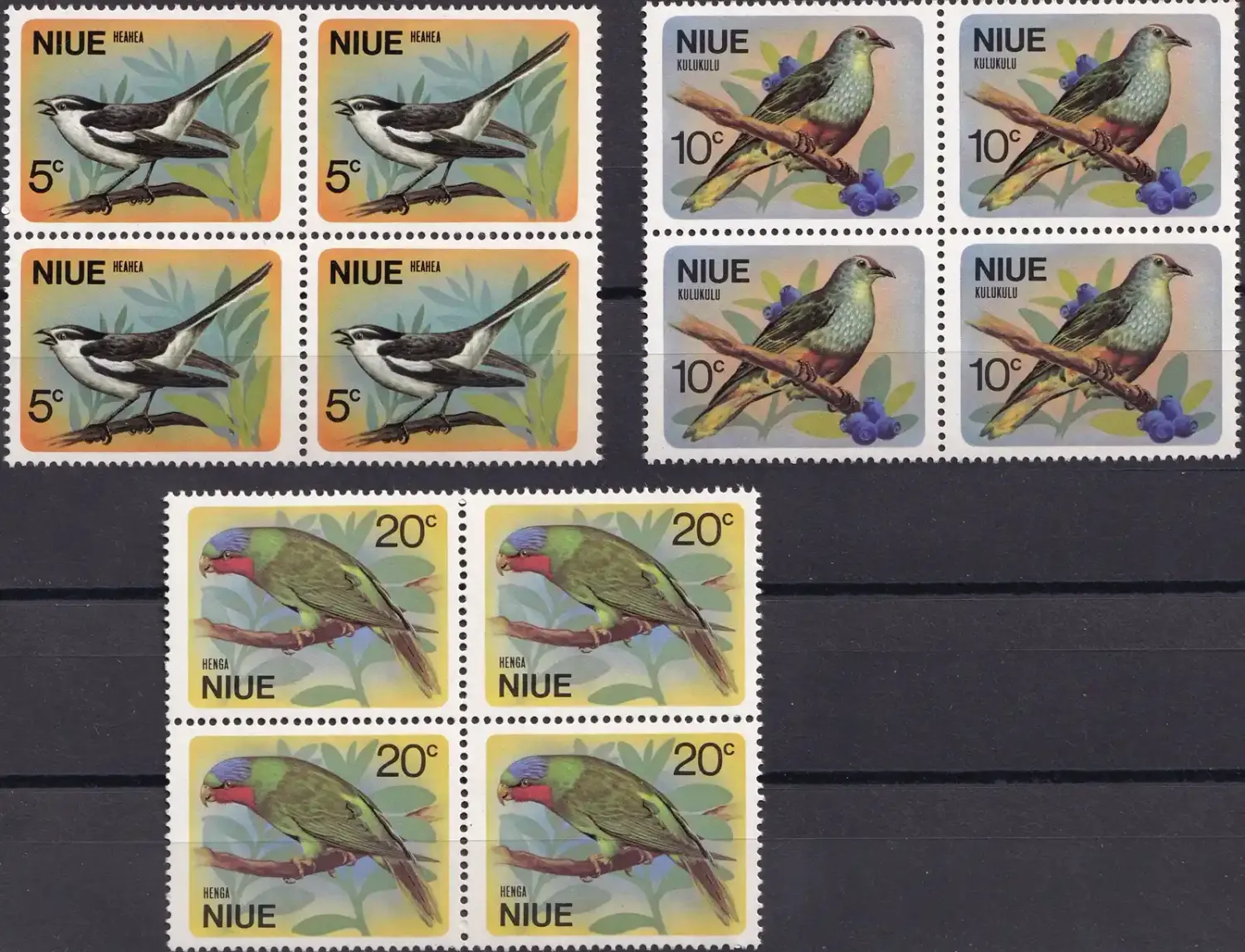 Niue 1991 Birds Blocks of 4 (3v). MNH(**)