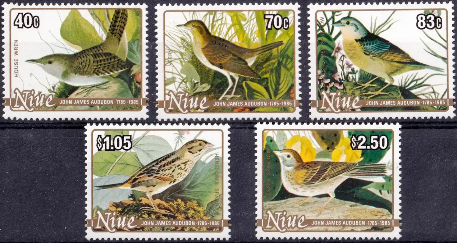 Niue 1985 Birds - The 200th Anniv of the Birth of John James Audubon, 1785-1851. MNH(**) Niue 1985 Birds - The 200th Anniv of the Birth of John James Audubon, 1785-1851. MNH(**)