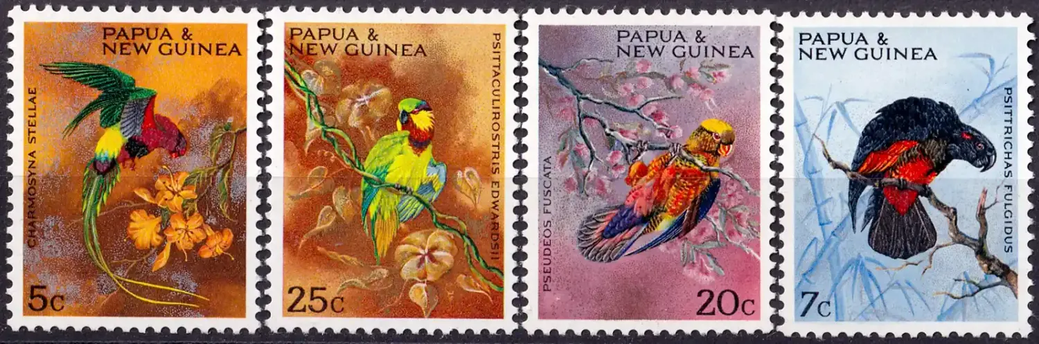 Papua New Guinea 1967 Christmas -Birds, Territory Parrots. (4v) MNH(**) Papua New Guinea 1967 Christmas -Birds, Territory Parrots. (4v) MNH(**)