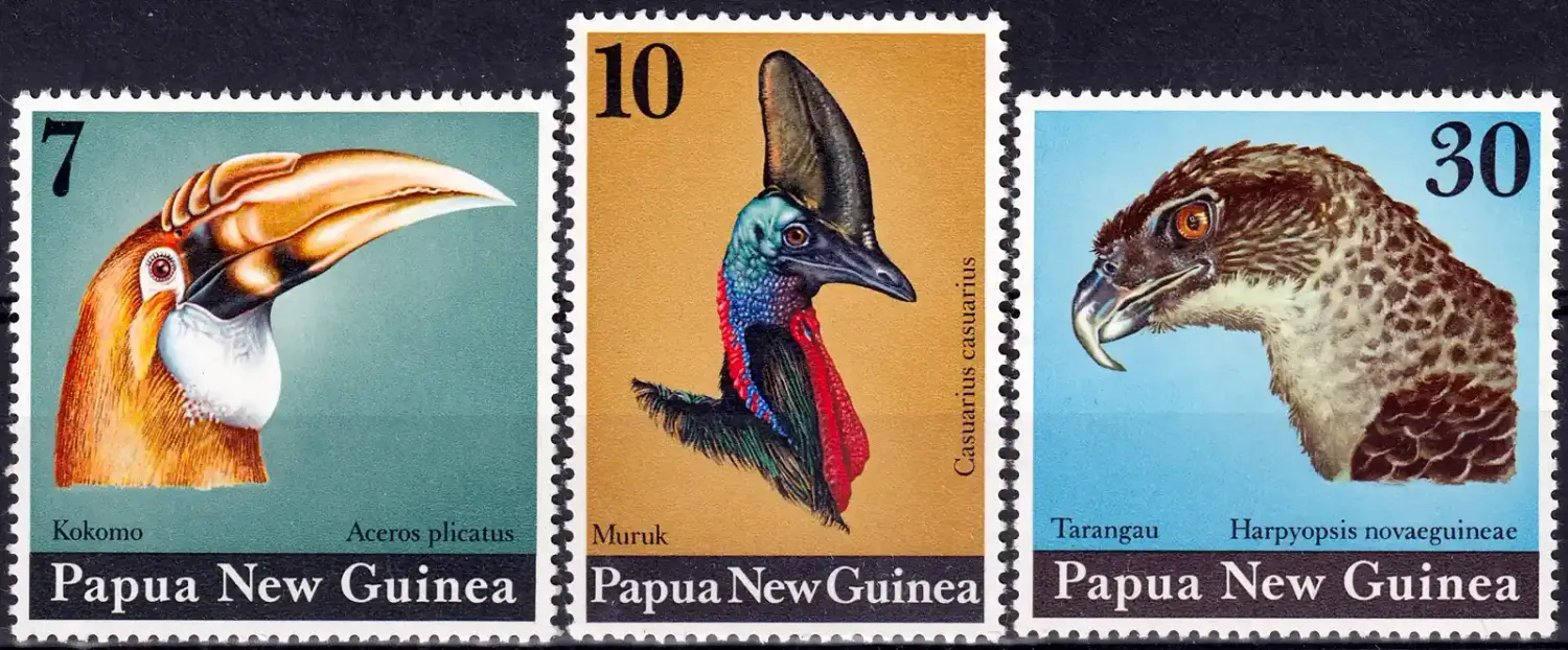 Papua New Guinea 1974 Birds' Heads. (3v) MNH(**) Papua New Guinea 1974 Birds' Heads. (3v) MNH(**)