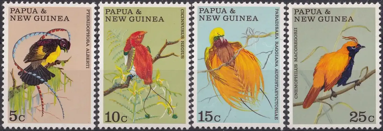 Papua New Guinea 1970 Fauna Conservation - Birds of Paradise. (4v) MNH(**) Papua New Guinea 1970 Fauna Conservation - Birds of Paradise. (4v) MNH(**)
