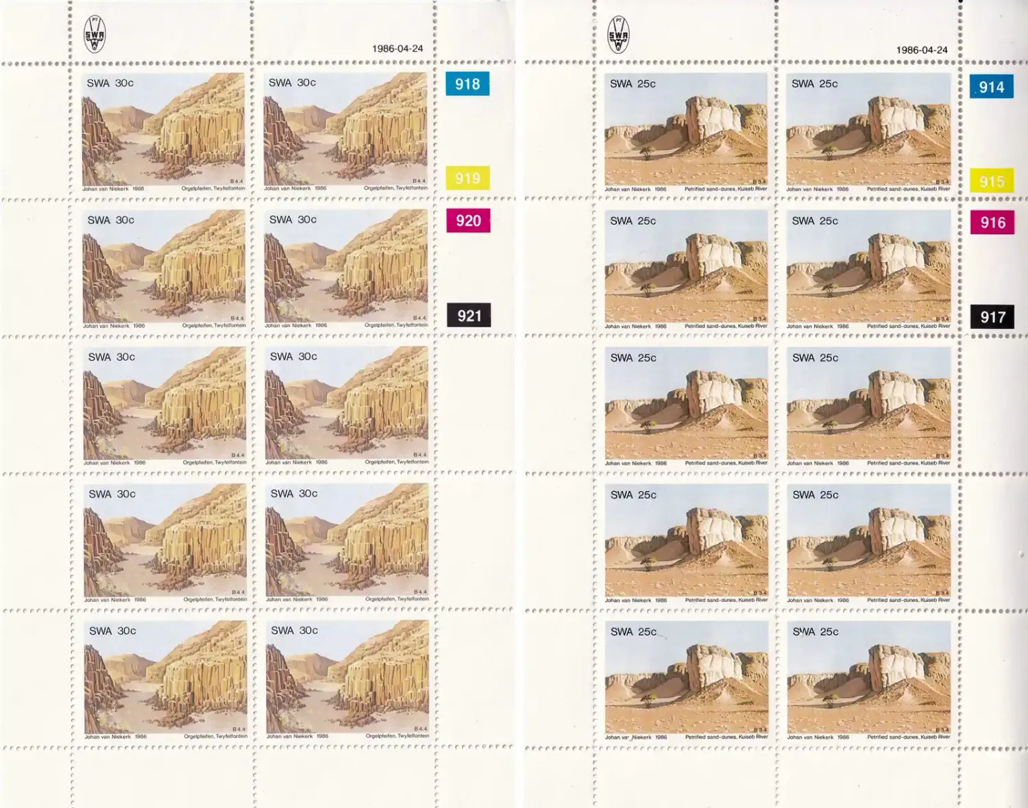 South West Africa 1986 Rock Formations (Full/Sheets). MNH(**) South West Africa 1986 Rock Formations (Full/Sheets). MNH(**)