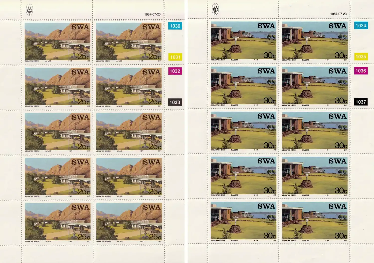 South West Africa 1987 Tourist Camps (Full/Sheets). MNH(**) South West Africa 1987 Tourist Camps (Full/Sheets). MNH(**)