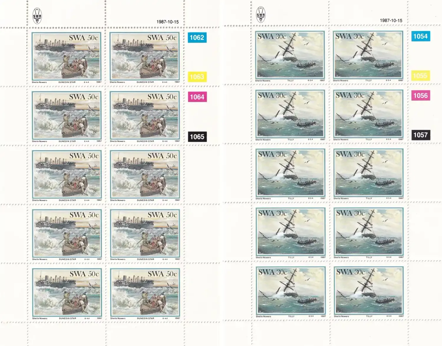 South West Africa 1987 Shipwrecks (Full/Sheets). MNH(**) South West Africa 1987 Shipwrecks (Full/Sheets). MNH(**)