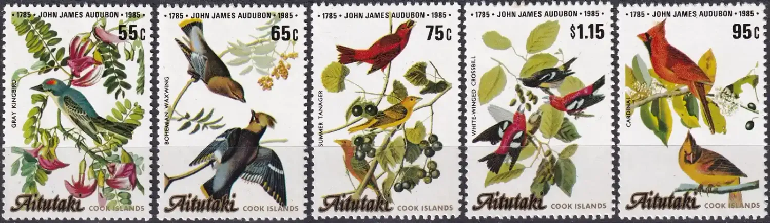 Aitutaki, Cook Islands 1985 Birds - Birth of John J. Audubon (5v) -MNH(**)