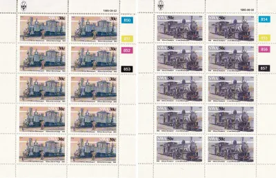 South West Africa 1985 Narrow-gauge Railway Locomotives, Trains (Full/Sheets). MNH(**) South West Africa 1985 Narrow-gauge Railway Locomotives, Trains (Full/Sheets). MNH(**)