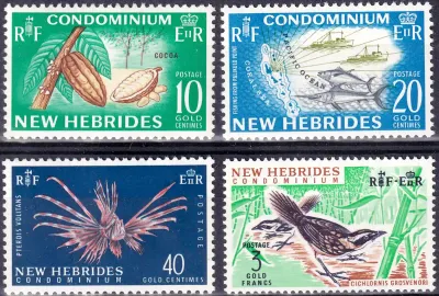 New Hebrides 1965 Local Flora and Fauna, Birds - English Version (4v)-MNH(**) New Hebrides 1965 Local Flora and Fauna, Birds - English Version (4v)-MNH(**)