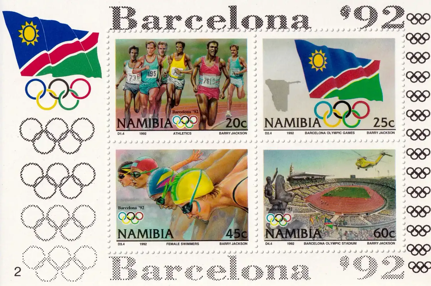 Namibia 1992 Olympic Games - Barcelona, Spain (ss/4v). MNH(**) Namibia 1992 Olympic Games - Barcelona, Spain (ss/4v). MNH(**)
