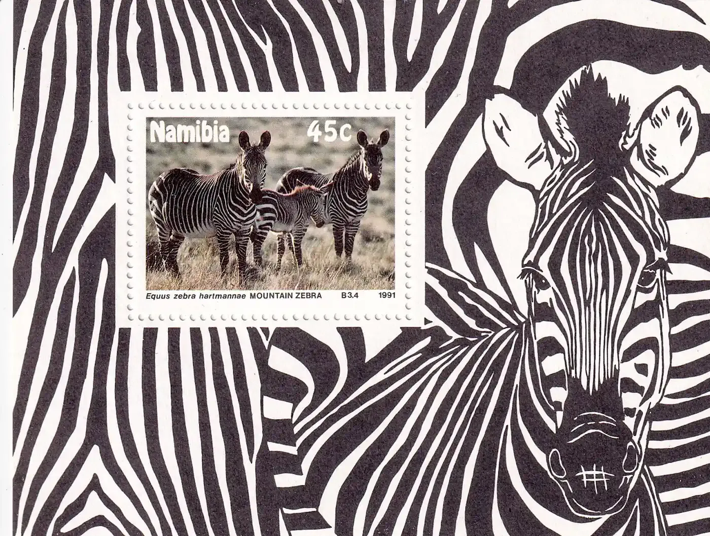 Namibia 1991 WWF - Mammals, Mountain Zebra (ss/4v). MNH(**) Namibia 1991 WWF - Mammals, Mountain Zebra (ss/4v). MNH(**)