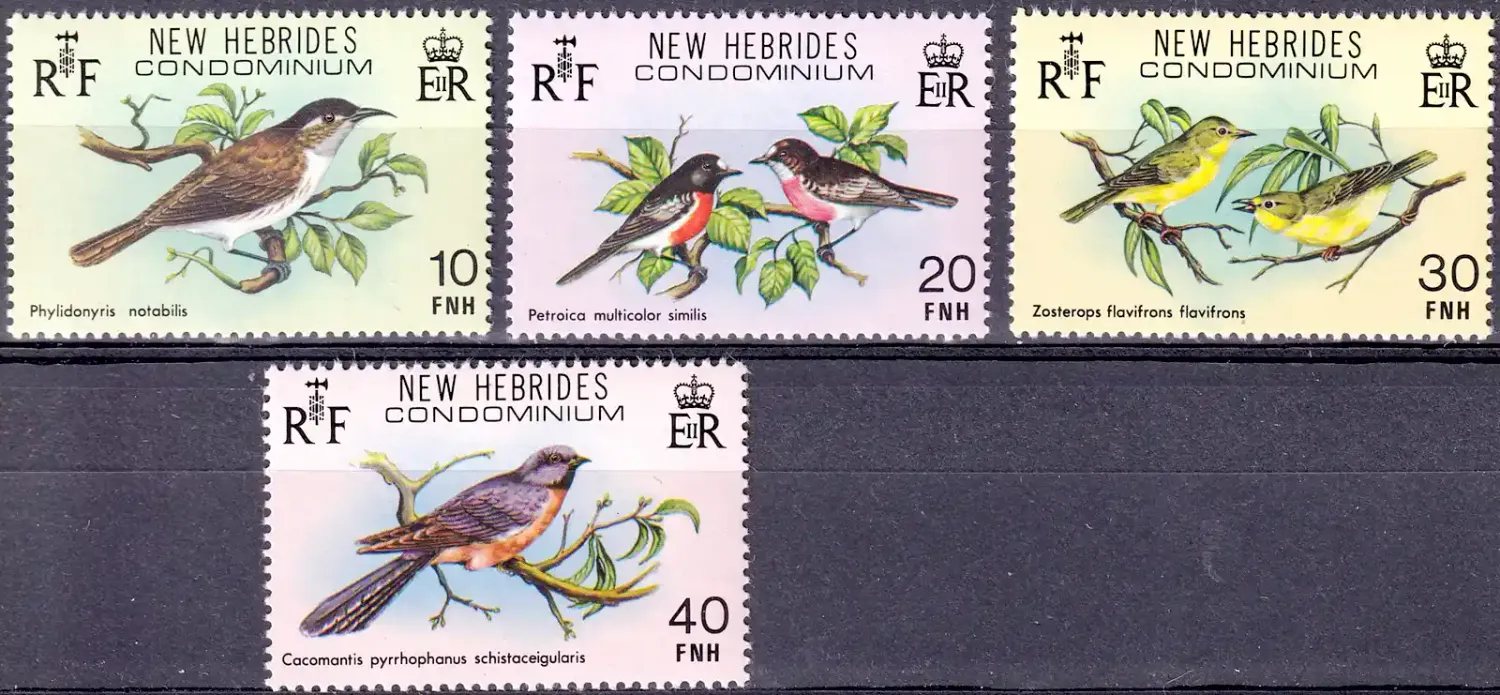 New Hebrides 1980 Birds - English Version (4v)-MNH(**) New Hebrides 1980 Birds - English Version (4v)-MNH(**)