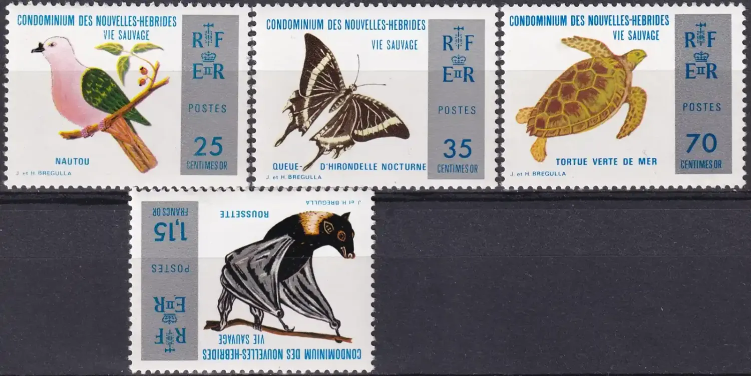 New Hebrides 1974 Domestic Animals, Birds, Insects, Mammals - French Version (4v)-MNH(**) New Hebrides 1974 Domestic Animals, Birds, Insects, Mammals - French Version (4v)-MNH(**)