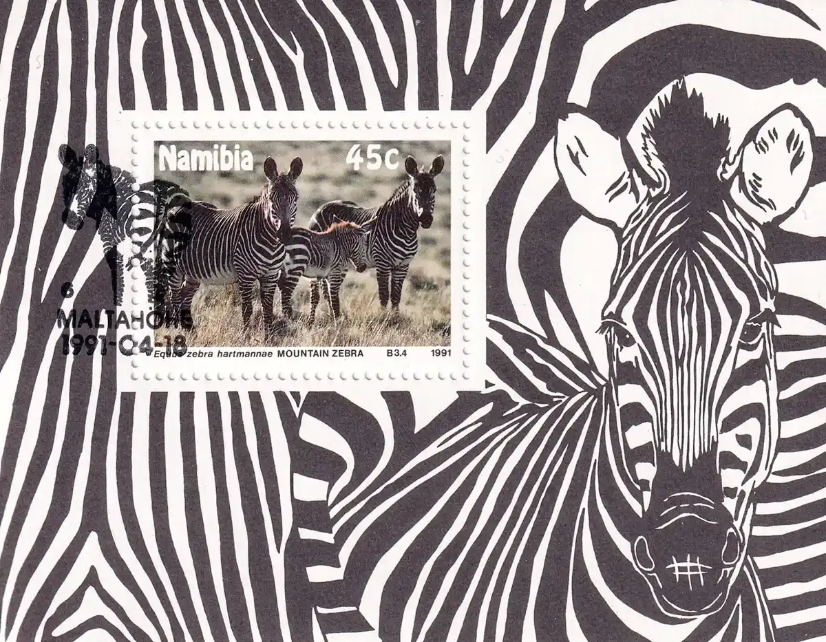 Namibia 1991 WWF - Mammals, Mountain Zebra (ss/4v). CTO Namibia 1991 WWF - Mammals, Mountain Zebra (ss/4v). CTO