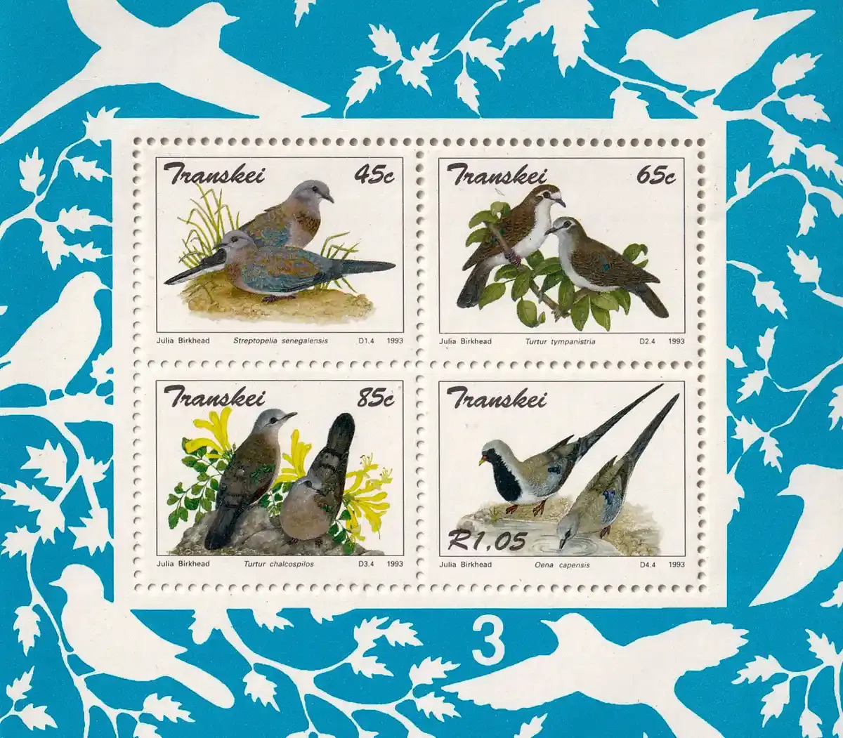 Transkei 1993 Birds-Doves (ss/4v) MNH(**) Transkei 1993 Birds-Doves (ss/4v) MNH(**)