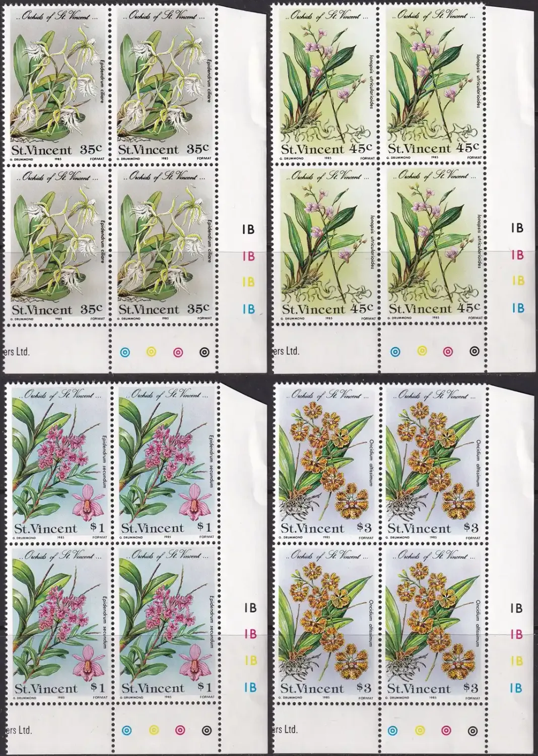 St. Vincent 1985 Orchids (C/Blocks) MNH(**) St. Vincent 1985 Orchids (C/Blocks) MNH(**)