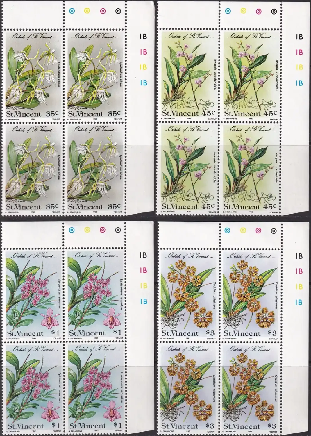 St. Vincent 1985 Orchids (C/Blocks) MNH(**) St. Vincent 1985 Orchids (C/Blocks) MNH(**)