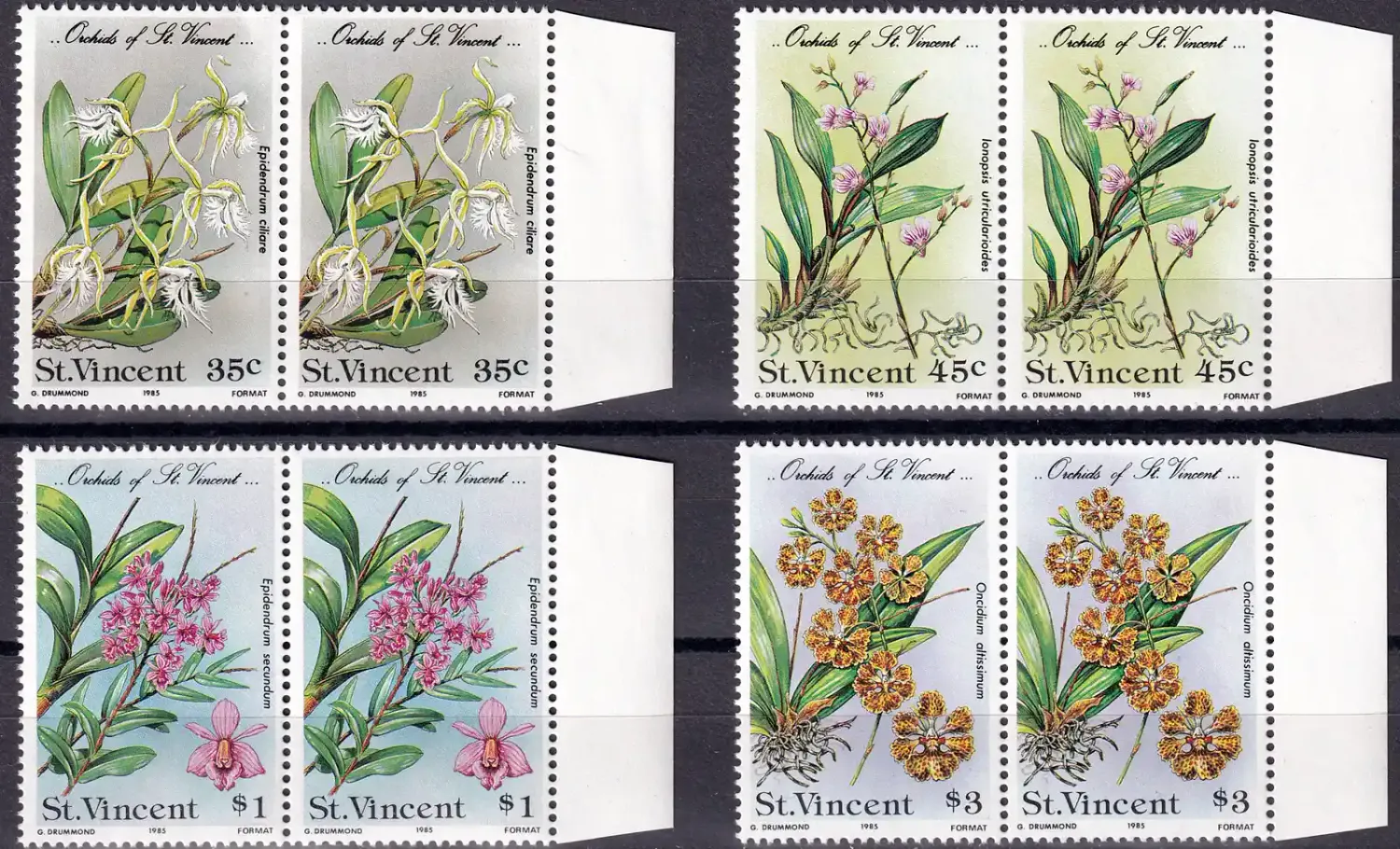 St. Vincent 1985 Orchids (pairs) MNH(**) St. Vincent 1985 Orchids (pairs) MNH(**)
