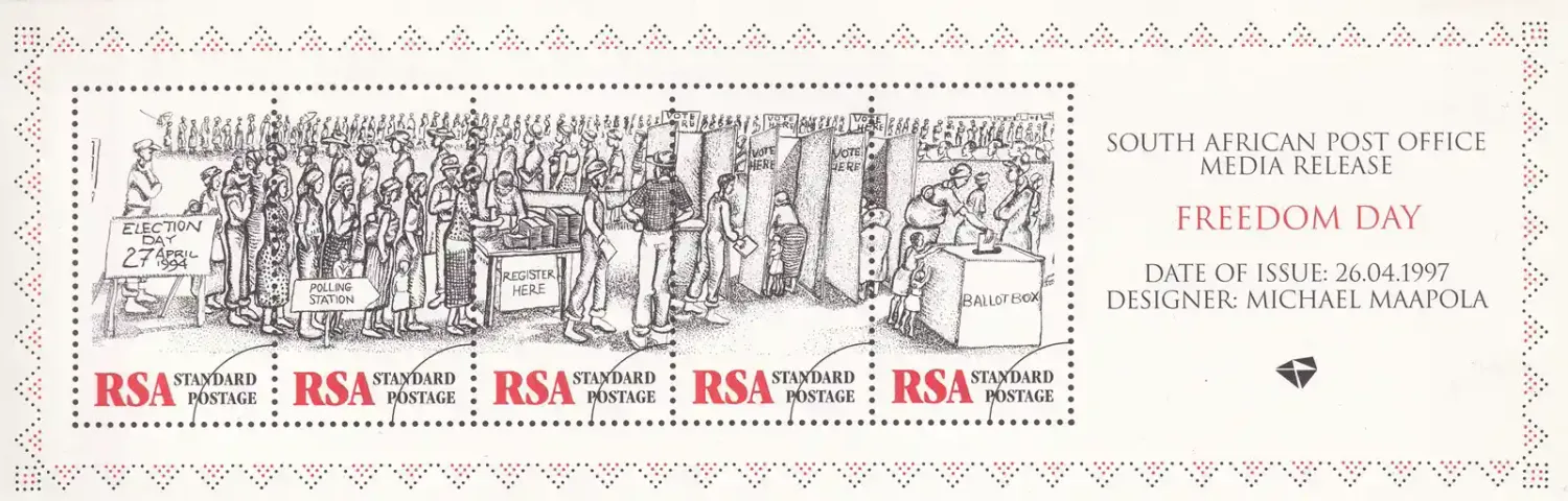 South Africa 1997 First Democratic Elections (Imperf Media Release) (ss/5v) MNH(**) South Africa 1997 First Democratic Elections (Imperf Media Release) (ss/5v) MNH(**)