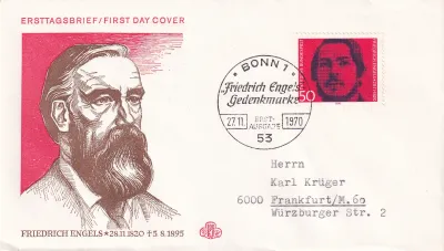 Germany 1970 The 150th Anniv of the Birth of Fr. Engel. FDC
