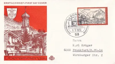 Germany 1970 The town of Oberammergau. FDC