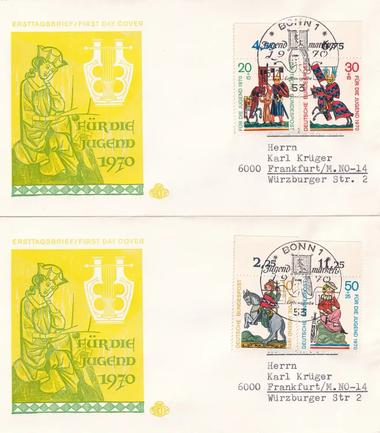 Germany 1970 Youth - Medieval Singers. FDC Germany 1970 Youth - Medieval Singers. FDC