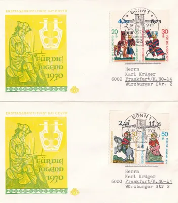Germany 1970 Youth - Medieval Singers. FDC Germany 1970 Youth - Medieval Singers. FDC