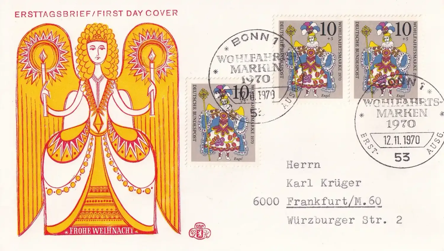 Germany 1970 Christmas Stamp. FDC Germany 1970 Christmas Stamp. FDC